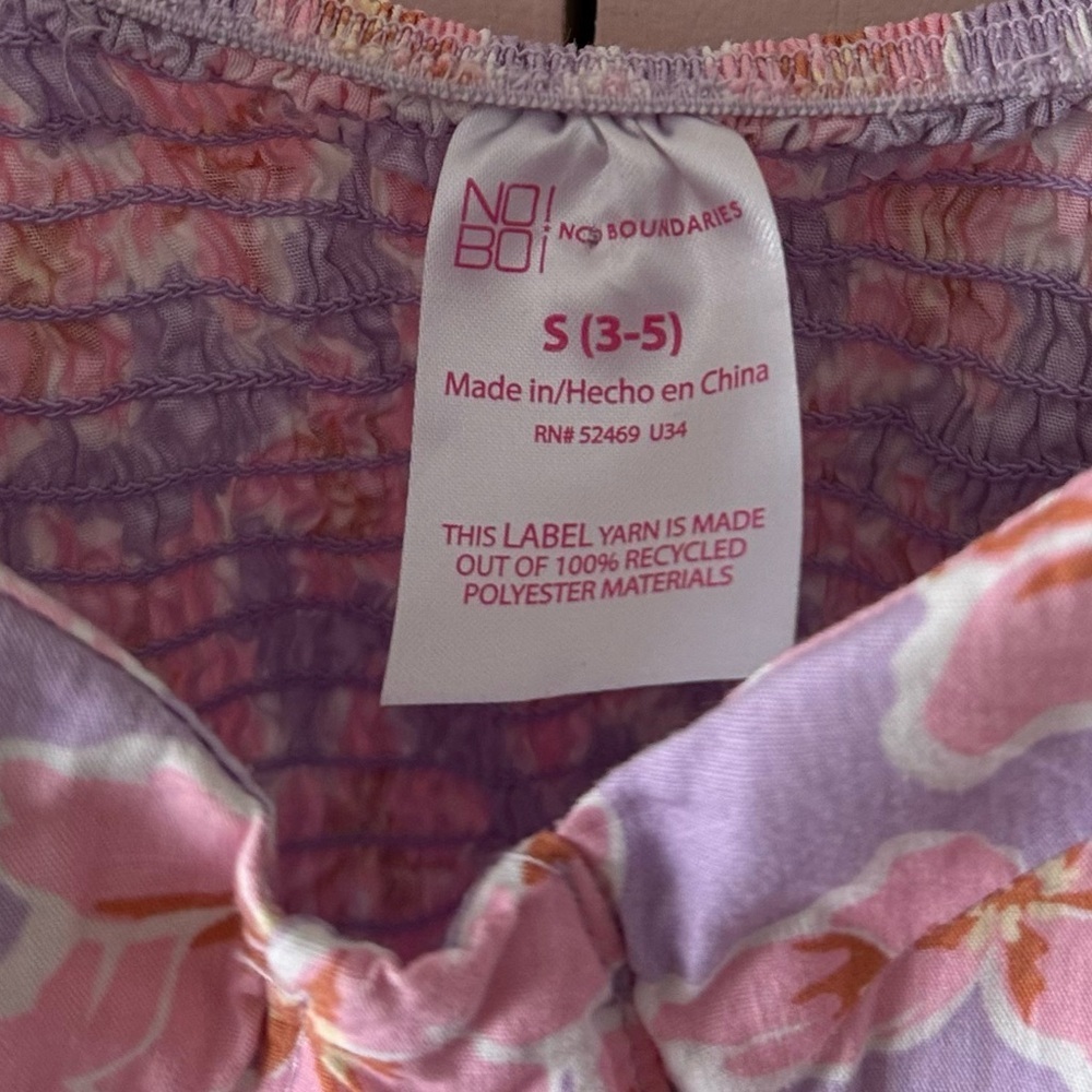 Pink and Purple Floral Mini babydoll Dress - Picture 4 of 6
